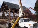 Martin Barn Dismantle Process / The man-lift and boom truck during disassembly